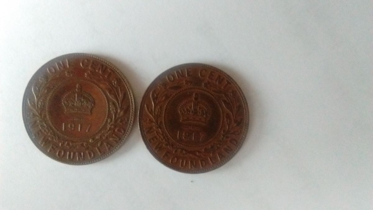 1917-NFLD-Large-One-Cent-X2-Grades-Pls